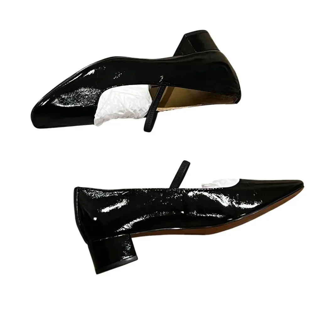 Madewell Women's The Greta Pump Heels Comfort Leather True Black Size 9.5 NWOB